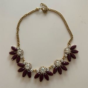 J. Crew Maroon/Gold Floral Necklace